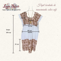 Hipil bordado de renacimiento color café